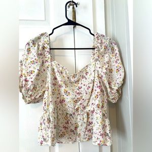 Wild Fable Floral Eyelet Puffy Sleeve Crop XXL